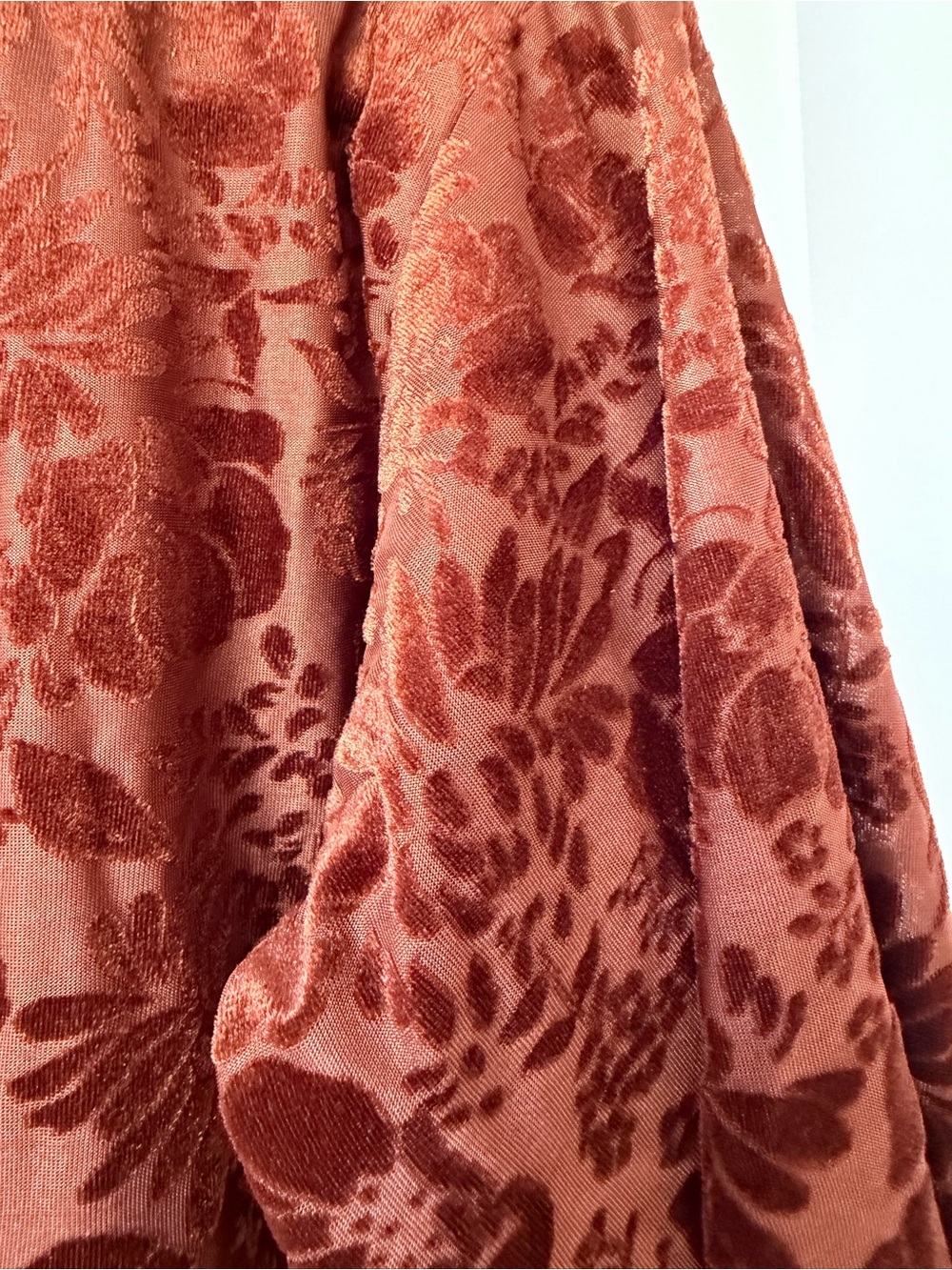 Earthbound Floral Burnout Velvet Kimono Cardigan Rust Boho Small - Picture 4 of 6